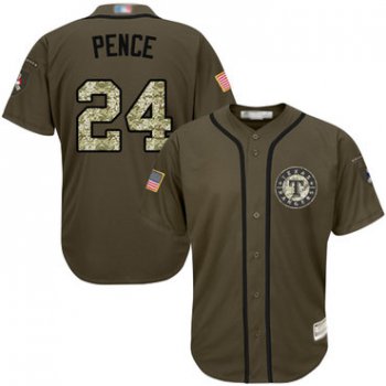 Rangers #24 Hunter Pence Green Salute to Service Stitched Youth Baseball Jersey