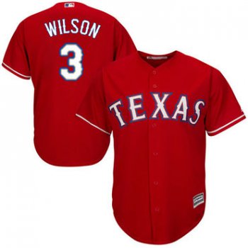 Rangers #3 Russell Wilson Red Cool Base Stitched Youth Baseball Jersey
