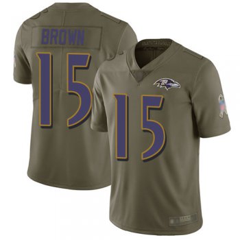 Ravens #15 Marquise Brown Olive Youth Stitched Football Limited 2017 Salute to Service Jersey