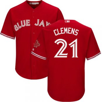 Blue Jays #21 Roger Clemens Red Cool Base Canada Day Stitched Youth Baseball Jersey