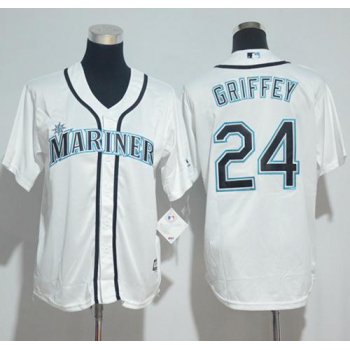 Mariners #24 Ken Griffey White Cool Base Stitched Youth Baseball Jersey