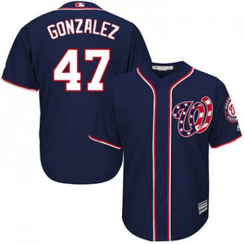 Nationals #47 Gio Gonzalez Navy Blue Cool Base Stitched Youth Baseball Jersey
