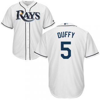 Rays #5 Matt Duffy White Cool Base Stitched Youth Baseball Jersey