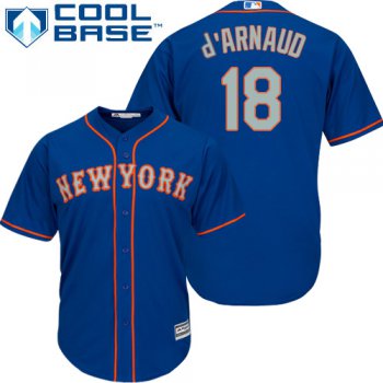 Mets #18 Travis d'Arnaud Blue(Grey NO.) Cool Base Stitched Youth Baseball Jersey