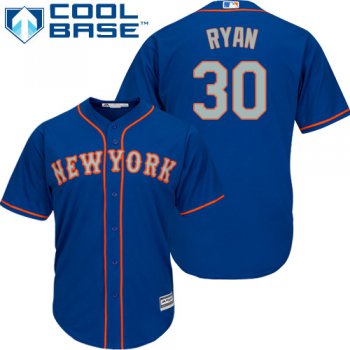 Mets #30 Nolan Ryan Blue(Grey NO.) Cool Base Stitched Youth Baseball Jersey