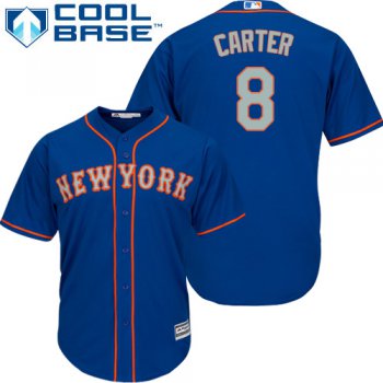 Mets #8 Gary Carter Blue(Grey NO.) Cool Base Stitched Youth Baseball Jersey