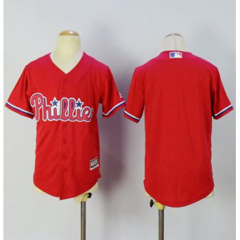 Phillies Blank Red Alternate Cool Base Stitched Youth Baseball Jersey
