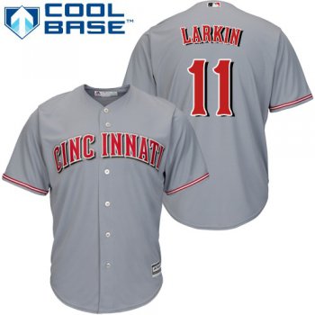 Reds #11 Barry Larkin Grey Cool Base Stitched Youth Baseball Jersey