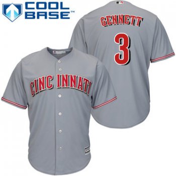 Reds #3 Scooter Gennett Grey Cool Base Stitched Youth Baseball Jersey