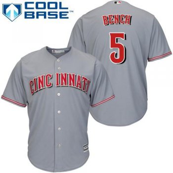 Reds #5 Johnny Bench Grey Cool Base Stitched Youth Baseball Jersey