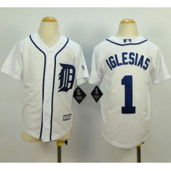 Tigers #1 Jose Iglesias White Cool Base Stitched Youth Baseball Jersey