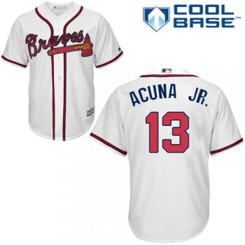 Braves #13 Ronald Acuna Jr. White Cool Base Stitched Youth Baseball Jersey