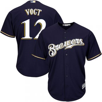 Brewers #12 Stephen Vogt Navy blue Cool Base Stitched Youth Baseball Jersey