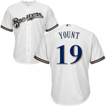 Brewers #19 Robin Yount White Cool Base Stitched Youth Baseball Jersey