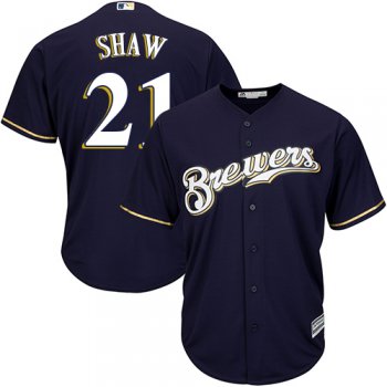 Brewers #21 Travis Shaw Navy blue Cool Base Stitched Youth Baseball Jersey