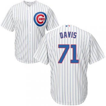 Cubs #71 Wade Davis White(Blue Strip) Cool Base Stitched Youth Baseball Jersey
