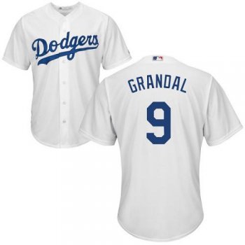 Dodgers #9 Yasmani Grandal White Cool Base Stitched Youth Baseball Jersey