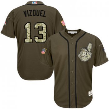 Indians #13 Omar Vizquel Green Salute to Service Stitched Youth Baseball Jersey