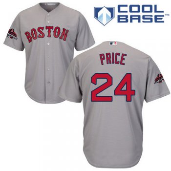 Red Sox #24 David Price Grey Cool Base 2018 World Series Champions Stitched Youth Baseball Jersey