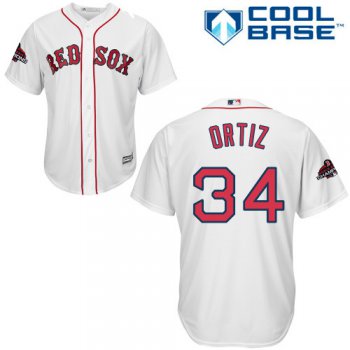 Red Sox #34 David Ortiz White Cool Base 2018 World Series Champions Stitched Youth Baseball Jersey