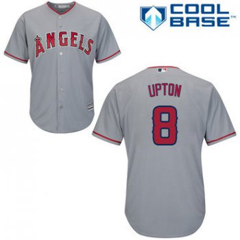 Angels #8 Justin Upton Grey Cool Base Stitched Youth Baseball Jersey