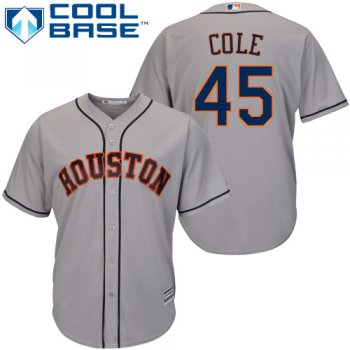 Astros #45 Gerrit Cole Grey Cool Base Stitched Youth Baseball Jersey