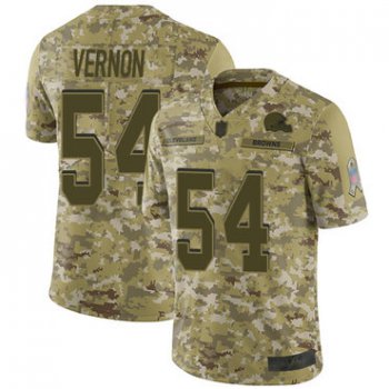 Browns #54 Olivier Vernon Camo Youth Stitched Football Limited 2018 Salute to Service Jersey
