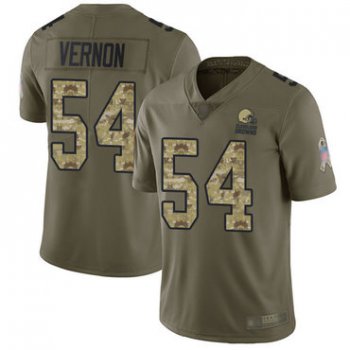 Browns #54 Olivier Vernon Olive Camo Youth Stitched Football Limited 2017 Salute to Service Jersey