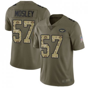 Jets #57 C.J. Mosley Olive Camo Youth Stitched Football Limited 2017 Salute to Service Jersey