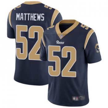 Rams #52 Clay Matthews Navy Blue Team Color Youth Stitched Football Vapor Untouchable Limited Jersey
