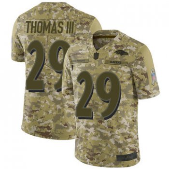 Ravens #29 Earl Thomas III Camo Youth Stitched Football Limited 2018 Salute to Service Jersey