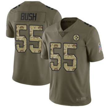 Steelers #55 Devin Bush Olive Camo Youth Stitched Football Limited 2017 Salute to Service Jersey