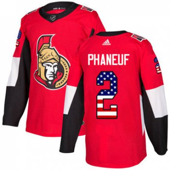 Kid Adidas Senators 2 Dion Phaneuf Red Home Authentic USA Flag Stitched NHL Jersey