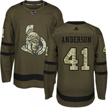 Youth Adidas Senators 41 Craig Anderson Green Salute to Service Stitched NHL Jersey