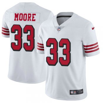 Youth Nike 49ers 33 Tarvarius Moore White Rush Stitched NFL Vapor Untouchable Limited Jersey