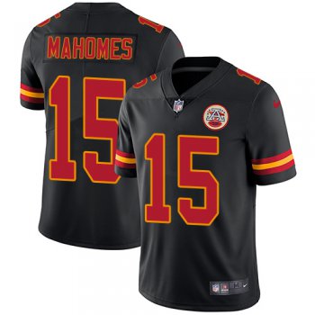 Youth Nike Chiefs #15 Patrick Mahomes Black Stitched NFL Limited Rush Jersey