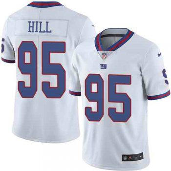 Youth Nike New York Giants 95 B.J. Hill White Stitched NFL Limited Rush Jersey