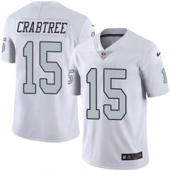 Youth Nike Oakland Raiders 15 Michael Crabtree White Stitched NFL Limited Rush Jersey