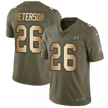 Youth Nike Washington Redskins 26 Adrian Peterson Olive Gold Stitched NFL Limited 2017 Salute To Service Jersey