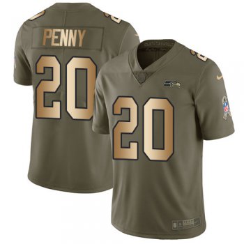 Nike Seahawks #20 Rashaad Penny Olive Gold Youth Stitched NFL Limited 2017 Salute to Service Jersey