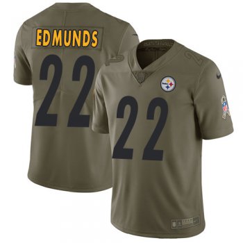 Nike Steelers #22 Terrell Edmunds Olive Youth Stitched NFL Limited 2017 Salute to Service Jersey