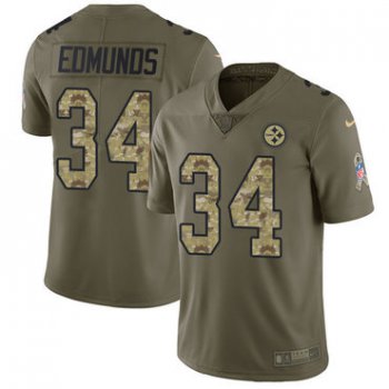 Nike Steelers #34 Terrell Edmunds Olive Camo Youth Stitched NFL Limited 2017 Salute to Service Jersey