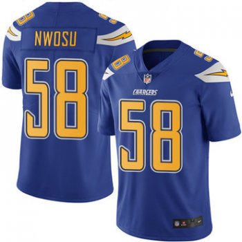 Nike Chargers #58 Uchenna Nwosu Electric Blue Youth Stitched NFL Limited Rush Jersey