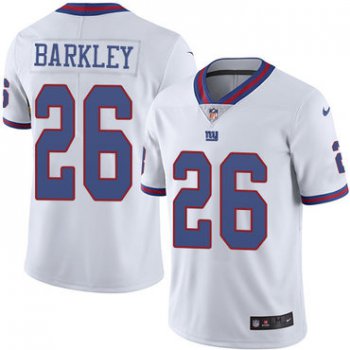 Nike Giants #26 Saquon Barkley White Youth Stitched NFL Limited Rush Jersey