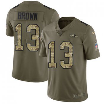 Nike Ravens #13 John Brown Olive Camo Youth Stitched NFL Limited 2017 Salute to Service Jersey