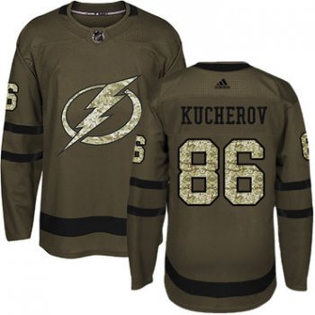 Adidas Tampa Bay Lightning #86 Nikita Kucherov Green Salute to Service Stitched Youth NHL Jersey