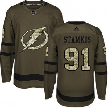 Adidas Tampa Bay Lightning #91 Steven Stamkos Green Salute to Service Stitched Youth NHL Jersey