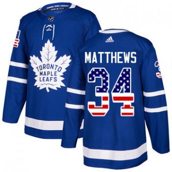 Adidas Toronto Maple Leafs #34 Auston Matthews Blue Home Authentic USA Flag Stitched Youth NHL Jersey