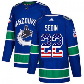Adidas Vancouver Canucks #22 Daniel Sedin Blue Home Authentic USA Flag Youth Stitched NHL Jersey