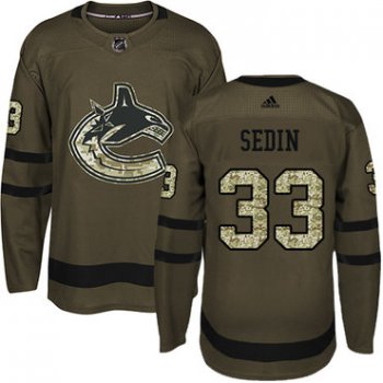 Adidas Vancouver Canucks #33 Henrik Sedin Green Salute to Service Youth Stitched NHL Jersey